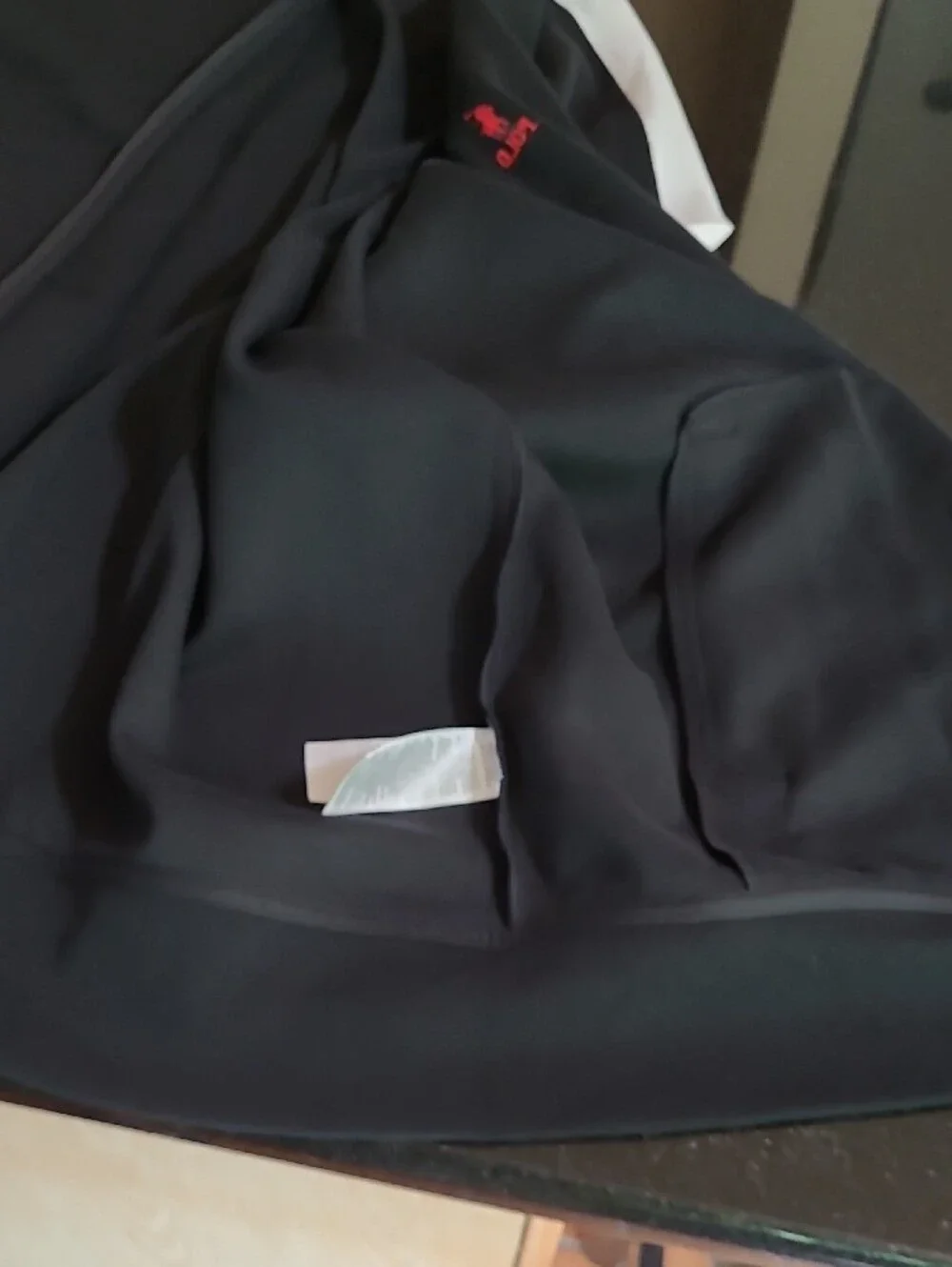 Polo by Ralph Lauren Black Track Jacket with White Sleeve Stripes and Red Logo